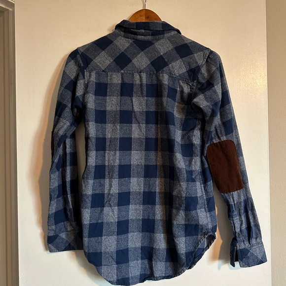 KAVU Blueberry Pie Blue Billie Jean Long Sleeve Flannel Button Down Top Size XS - Picture 6 of 12